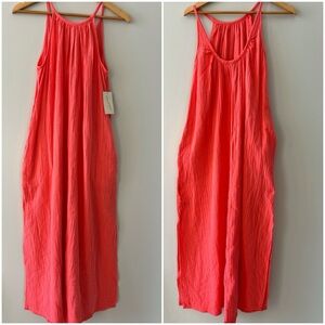 NEW Universal Thread Gauze Maxi Cotton Dress Coral Orange Small